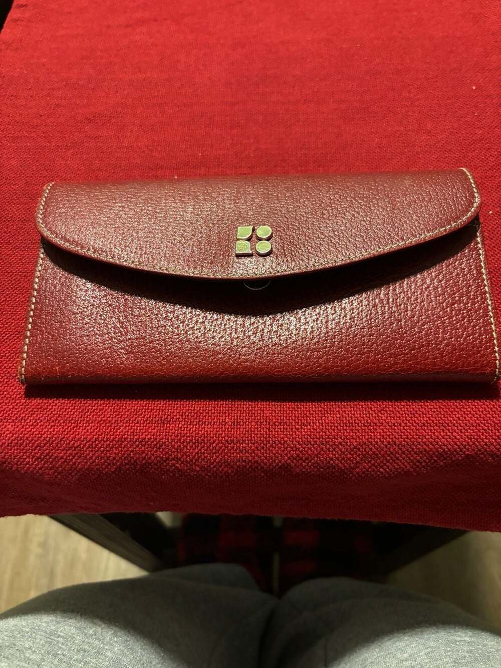 Kate Spade Vintage Red Grained Leather Envelope Trifold Wallet